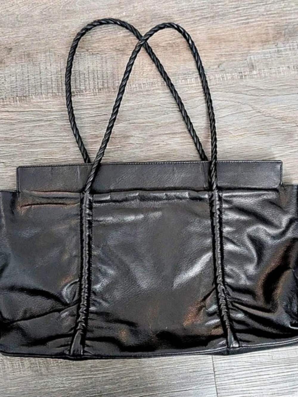 Vintage Falor Le Borse Black Leather Tote Bag